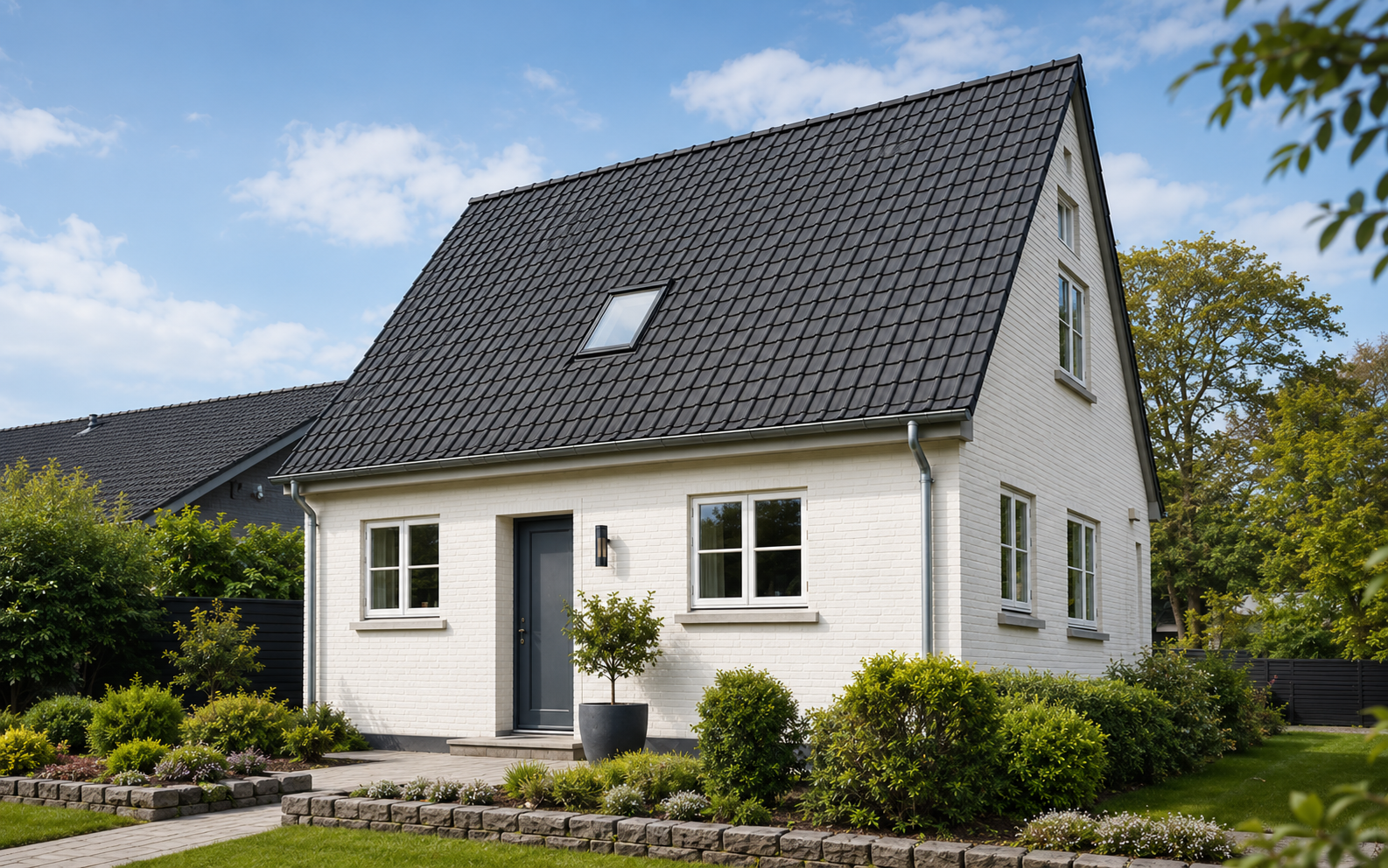 Velholdt dansk hus med et rent tegltag